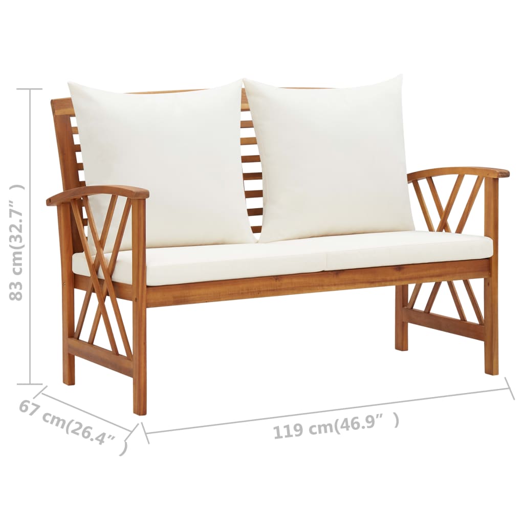 4-Tlg. Garten-Lounge-Set Mit Auflagen Massivholz Akazie Cremeweiß
