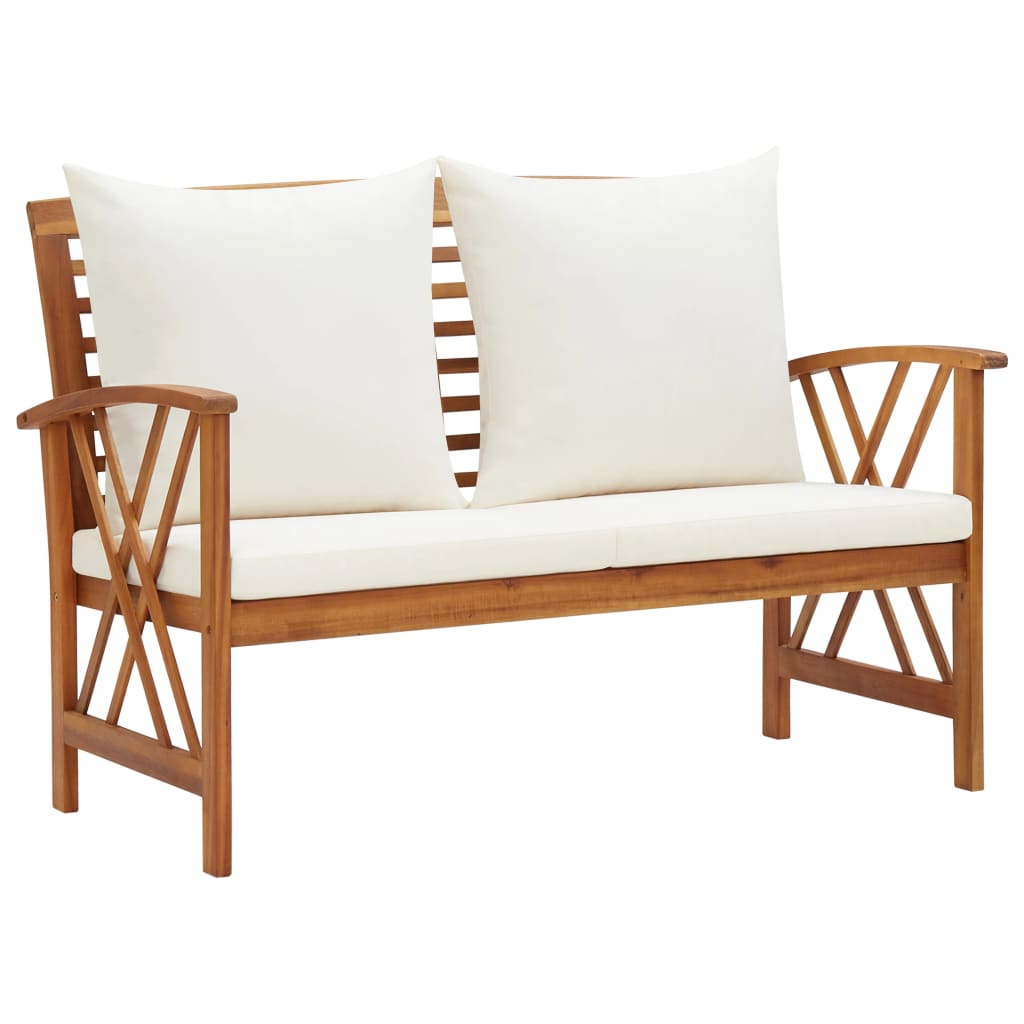 4-Tlg. Garten-Lounge-Set Mit Auflagen Massivholz Akazie Cremeweiß