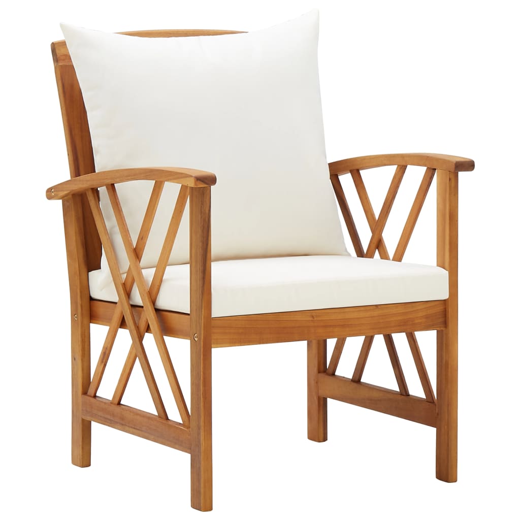 4-Tlg. Garten-Lounge-Set Mit Auflagen Massivholz Akazie Cremeweiß