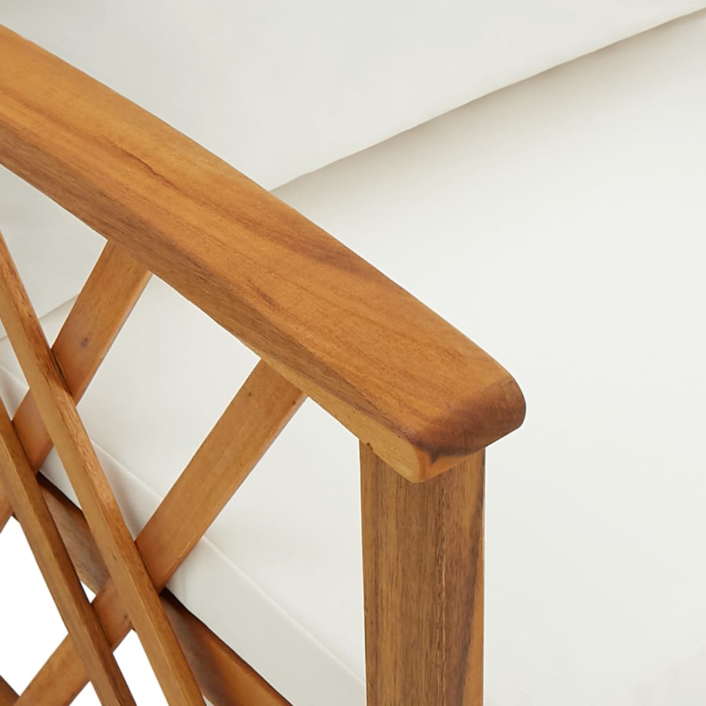 4-Tlg. Garten-Lounge-Set Mit Auflagen Massivholz Akazie Cremeweiß