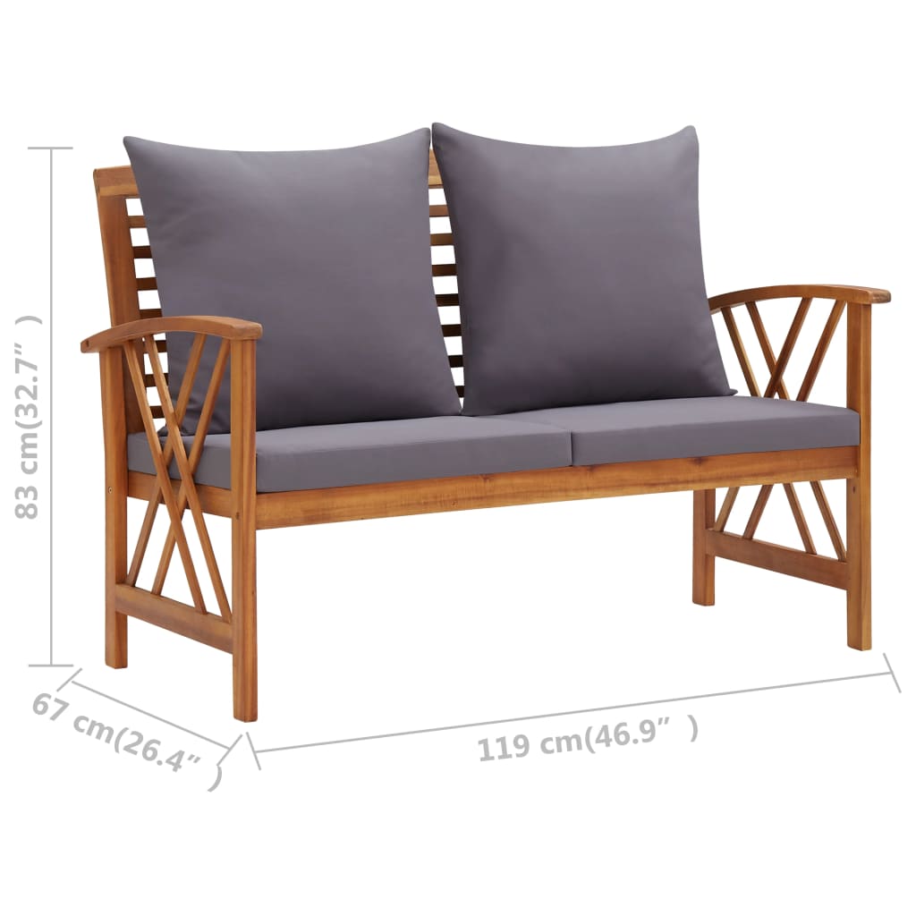 4-Tlg. Garten-Lounge-Set Mit Auflagen Massivholz Akazie Dunkelgrau