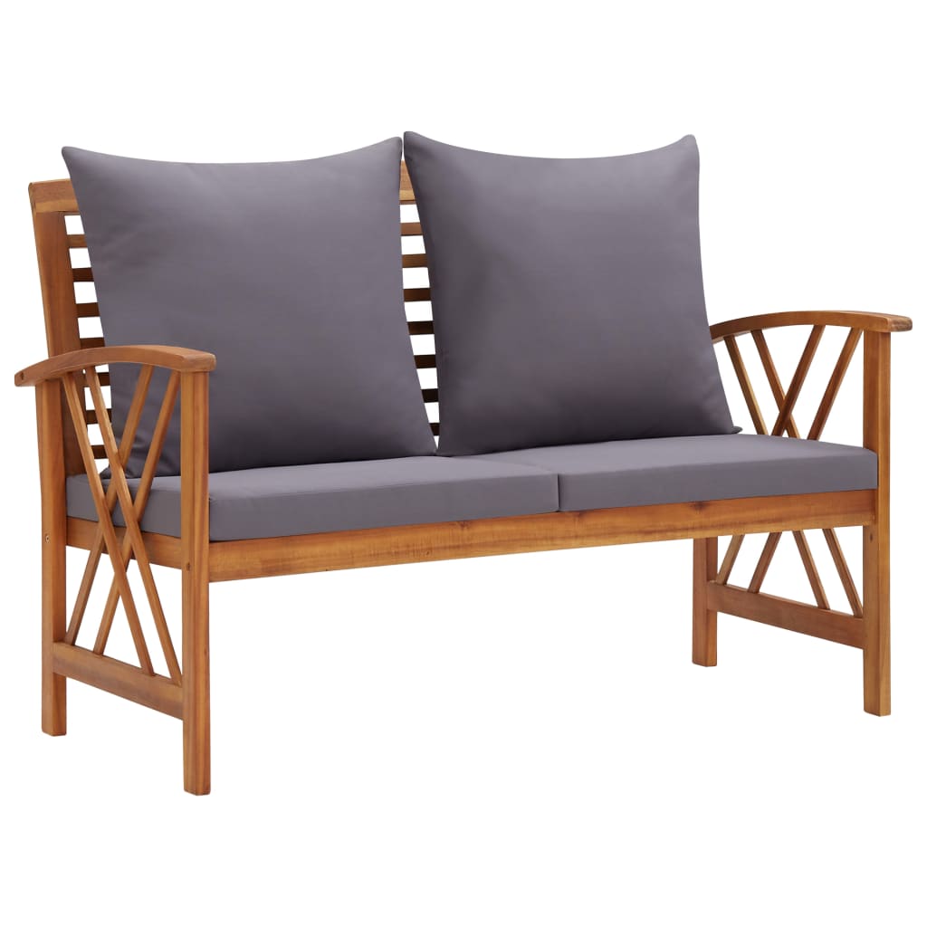 4-Tlg. Garten-Lounge-Set Mit Auflagen Massivholz Akazie Dunkelgrau