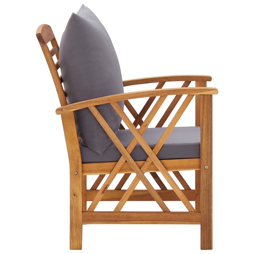 4-Tlg. Garten-Lounge-Set Mit Auflagen Massivholz Akazie Dunkelgrau