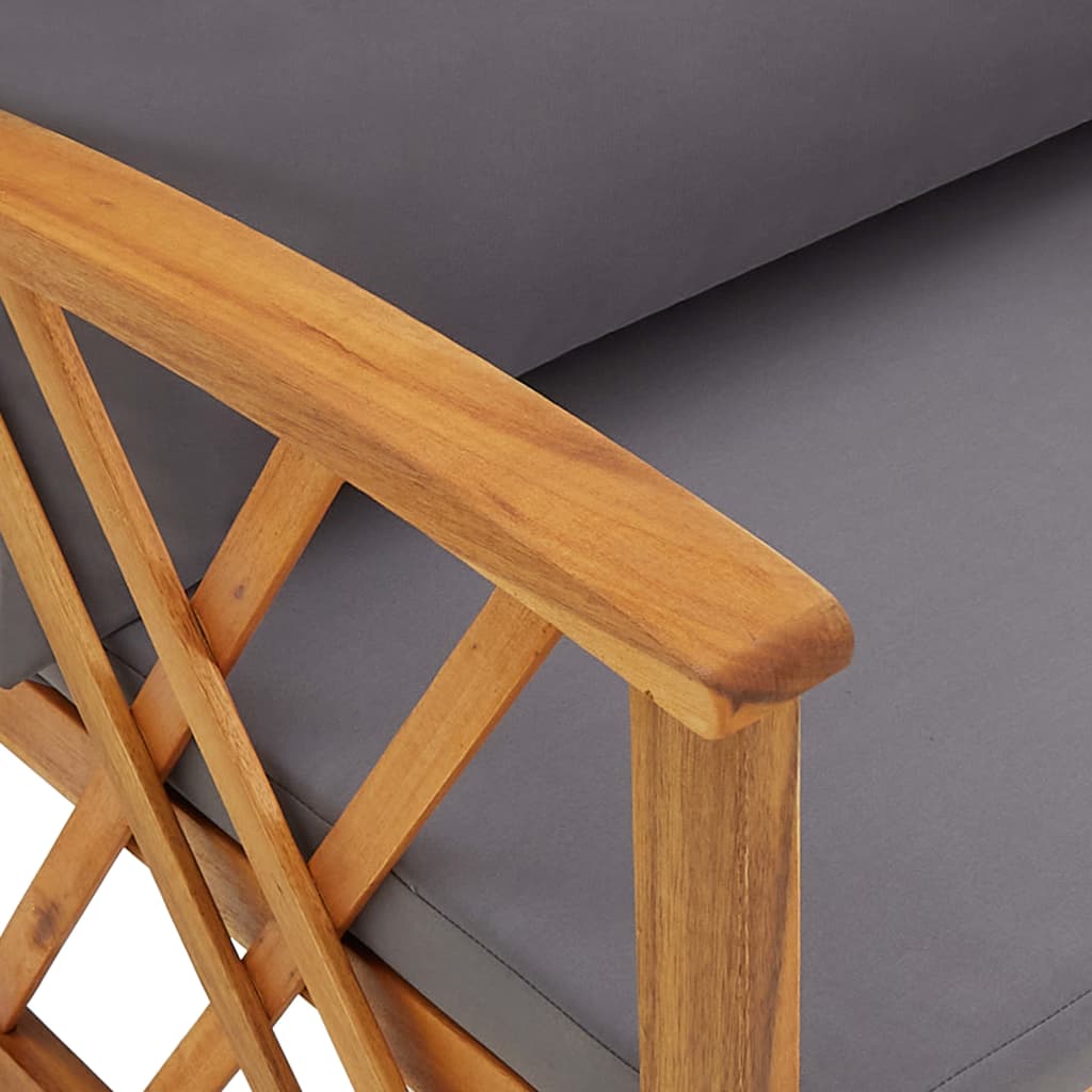 4-Tlg. Garten-Lounge-Set Mit Auflagen Massivholz Akazie Dunkelgrau