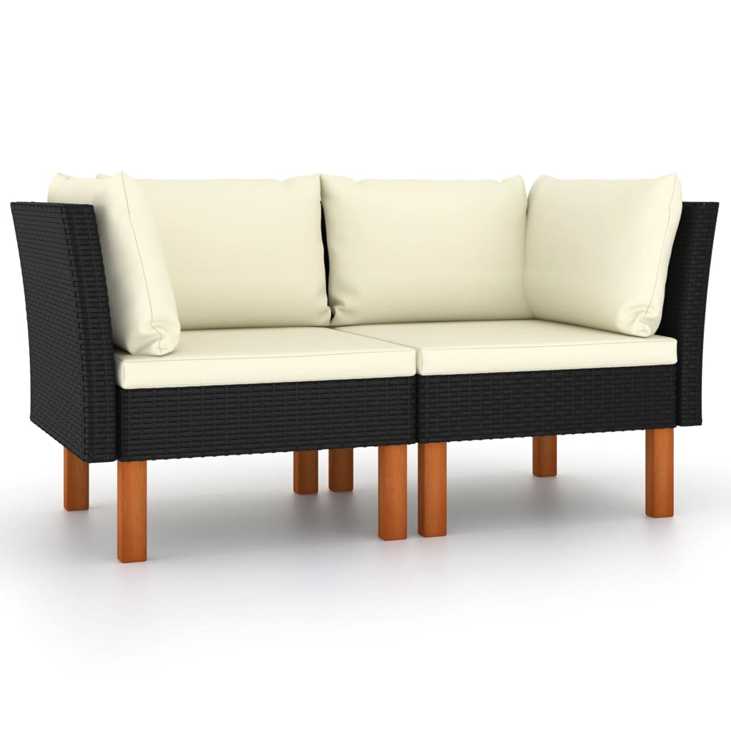Ecksofas 2 Stk. Poly Rattan Und Eukalyptus Massivholz
