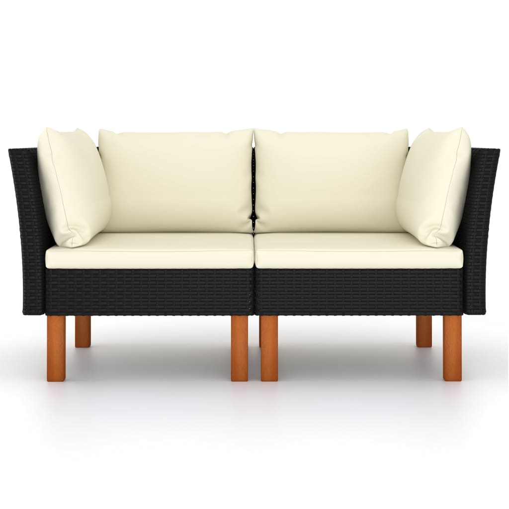 Ecksofas 2 Stk. Poly Rattan Und Eukalyptus Massivholz