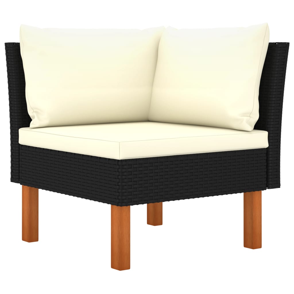 Ecksofas 2 Stk. Poly Rattan Und Eukalyptus Massivholz