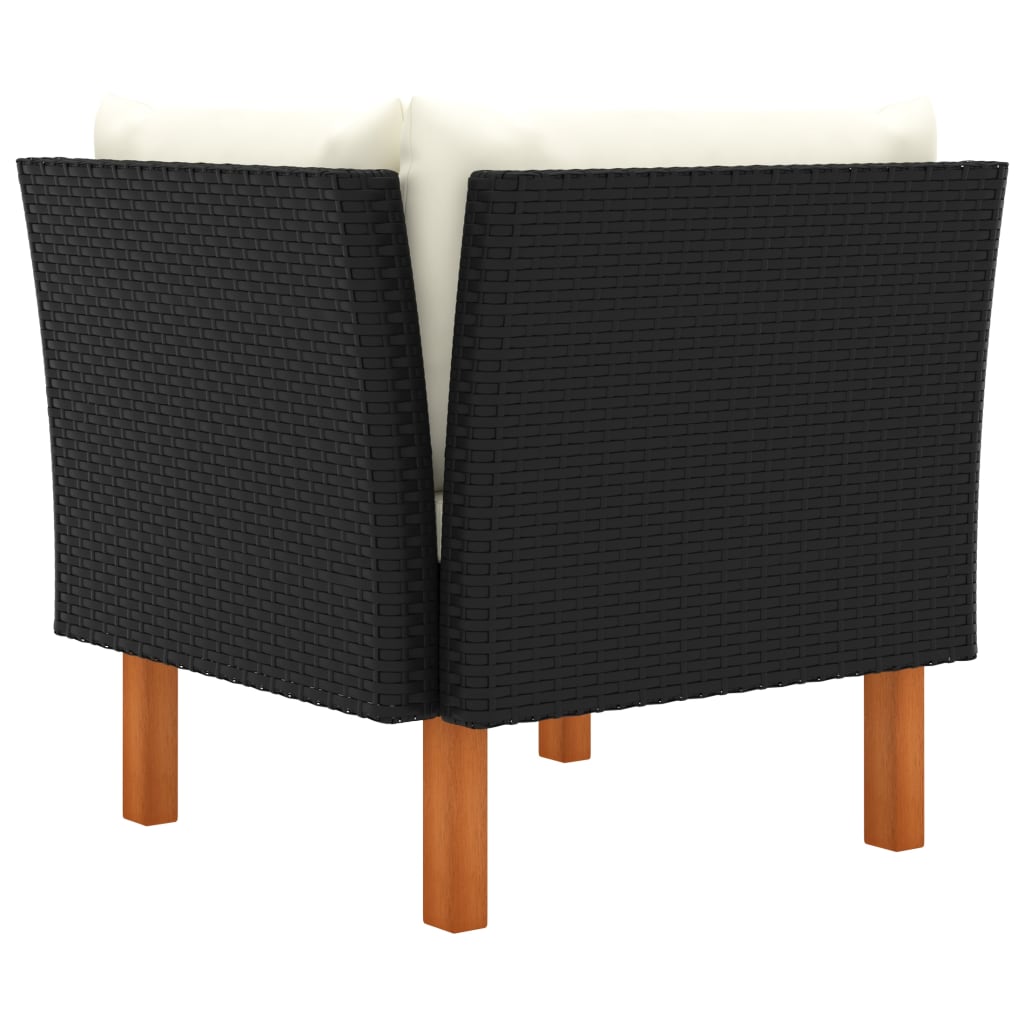 Ecksofas 2 Stk. Poly Rattan Und Eukalyptus Massivholz