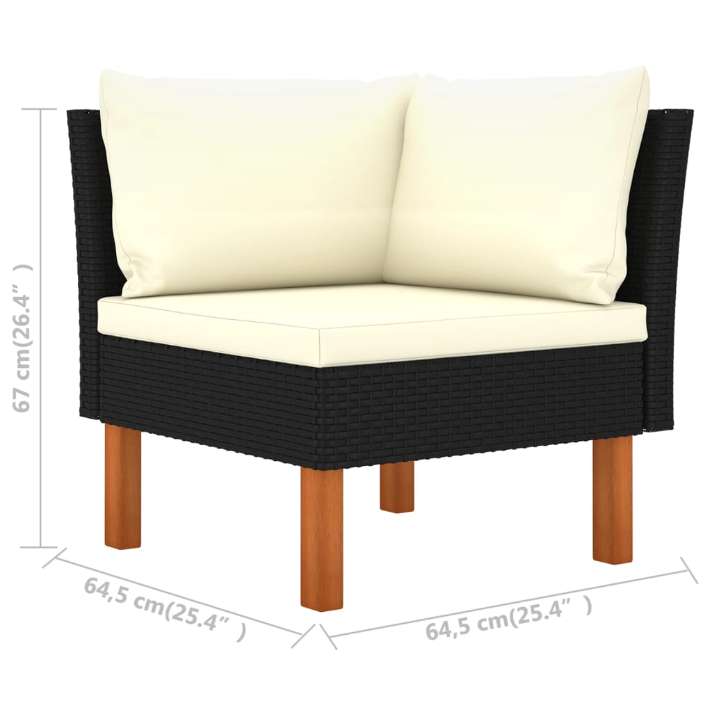 Ecksofas 2 Stk. Poly Rattan Und Eukalyptus Massivholz