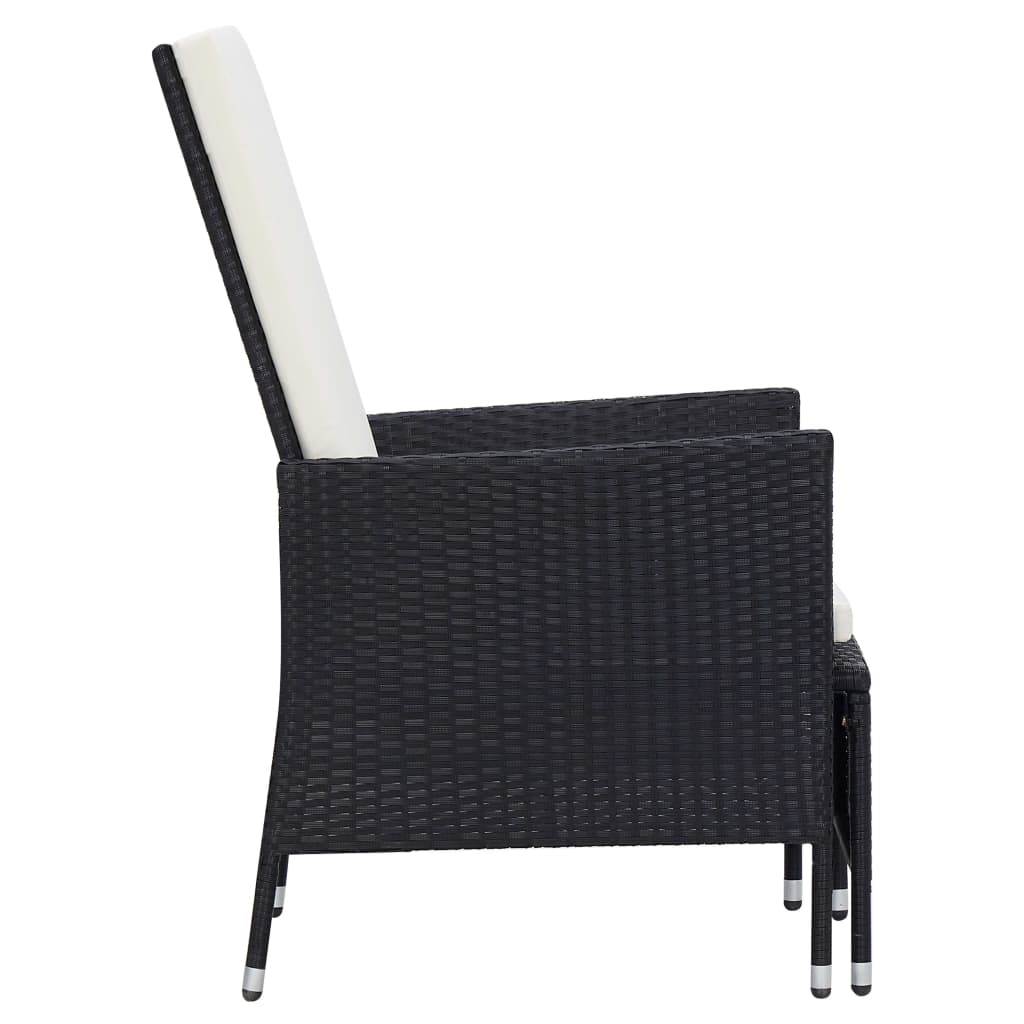 3-Tlg. Garten-Lounge-Set Mit Kissen Poly-Rattan