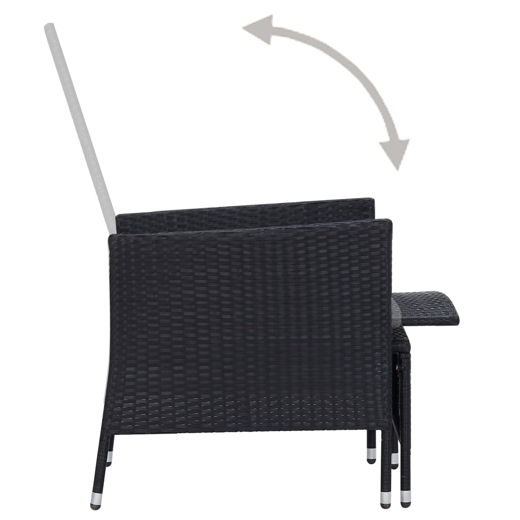 3-Tlg. Garten-Lounge-Set Mit Kissen Poly-Rattan