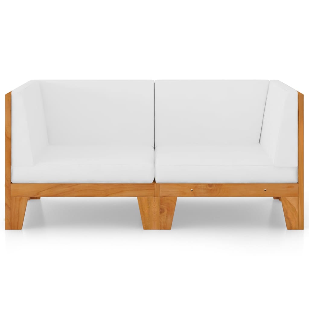 2-Sitzer-Sofa Mit Weißen Kissen Akazie Massivholz