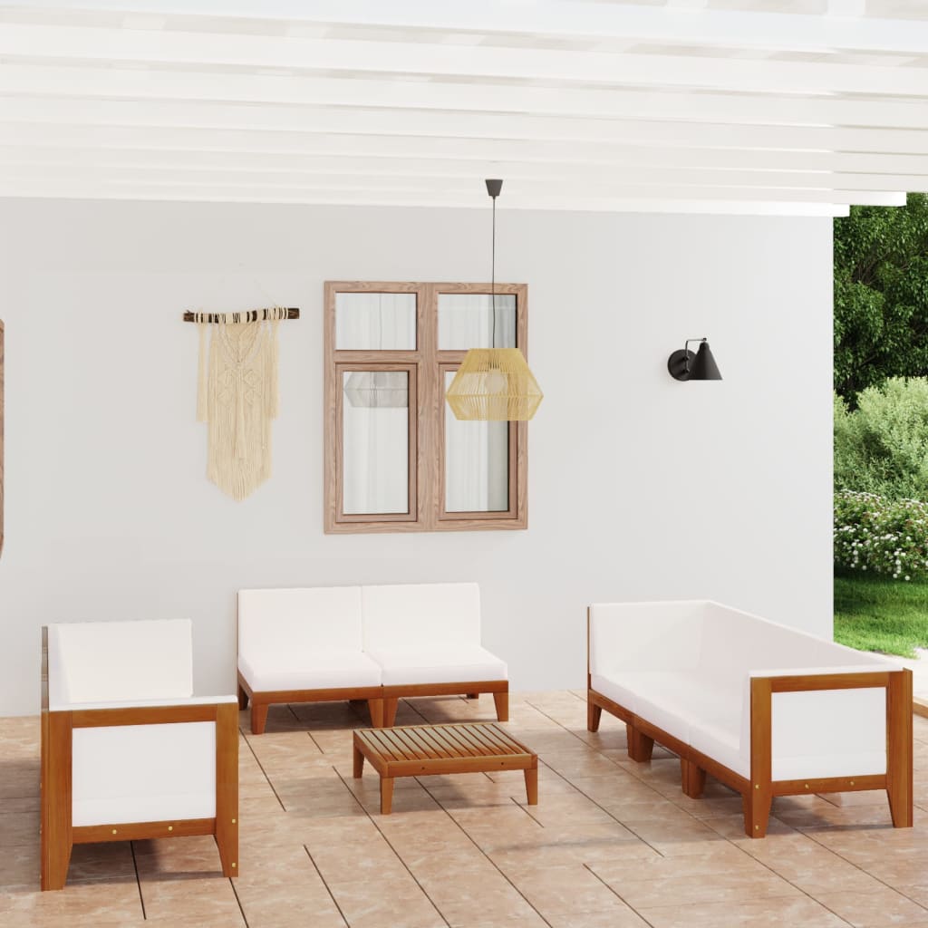 7-Tlg. Garten-Lounge-Set Mit Kissen Massivholz Akazie