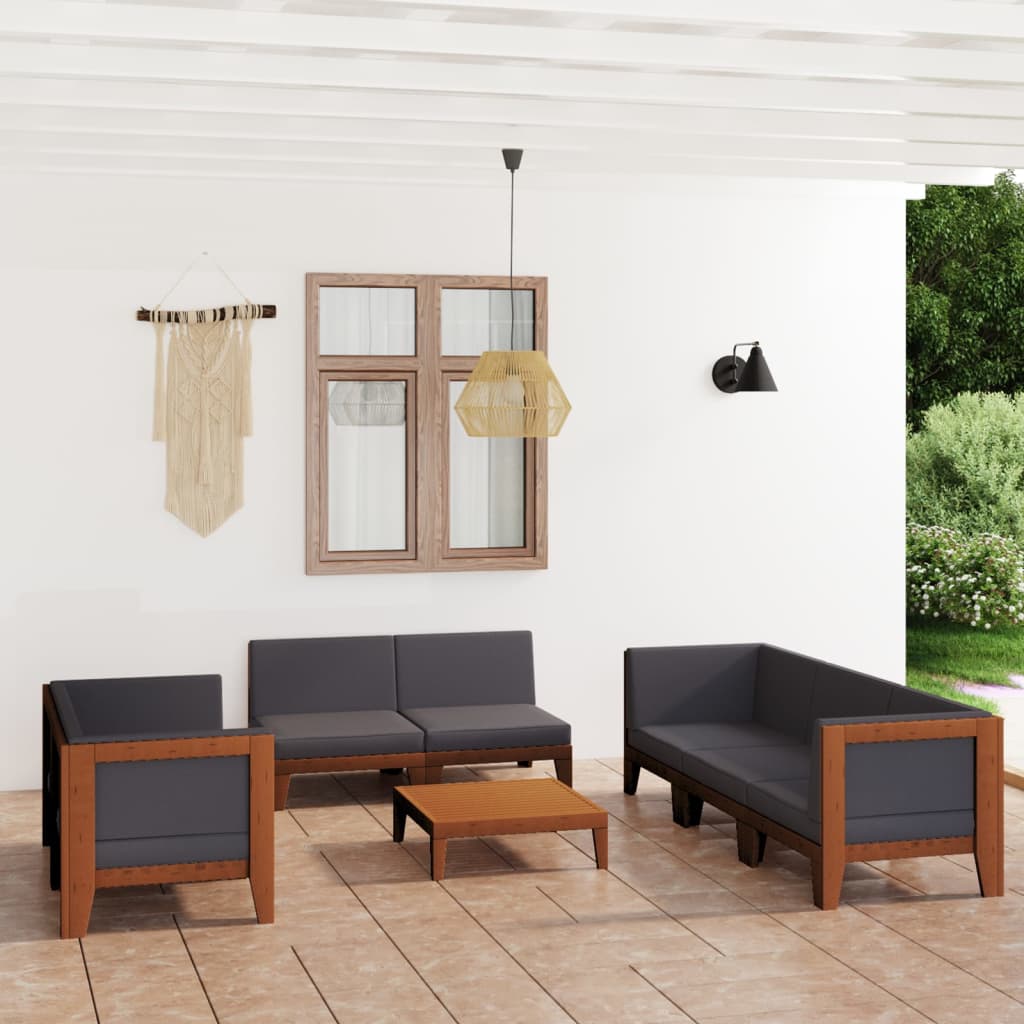 7-Tlg. Garten-Lounge-Set Mit Kissen Massivholz Akazie