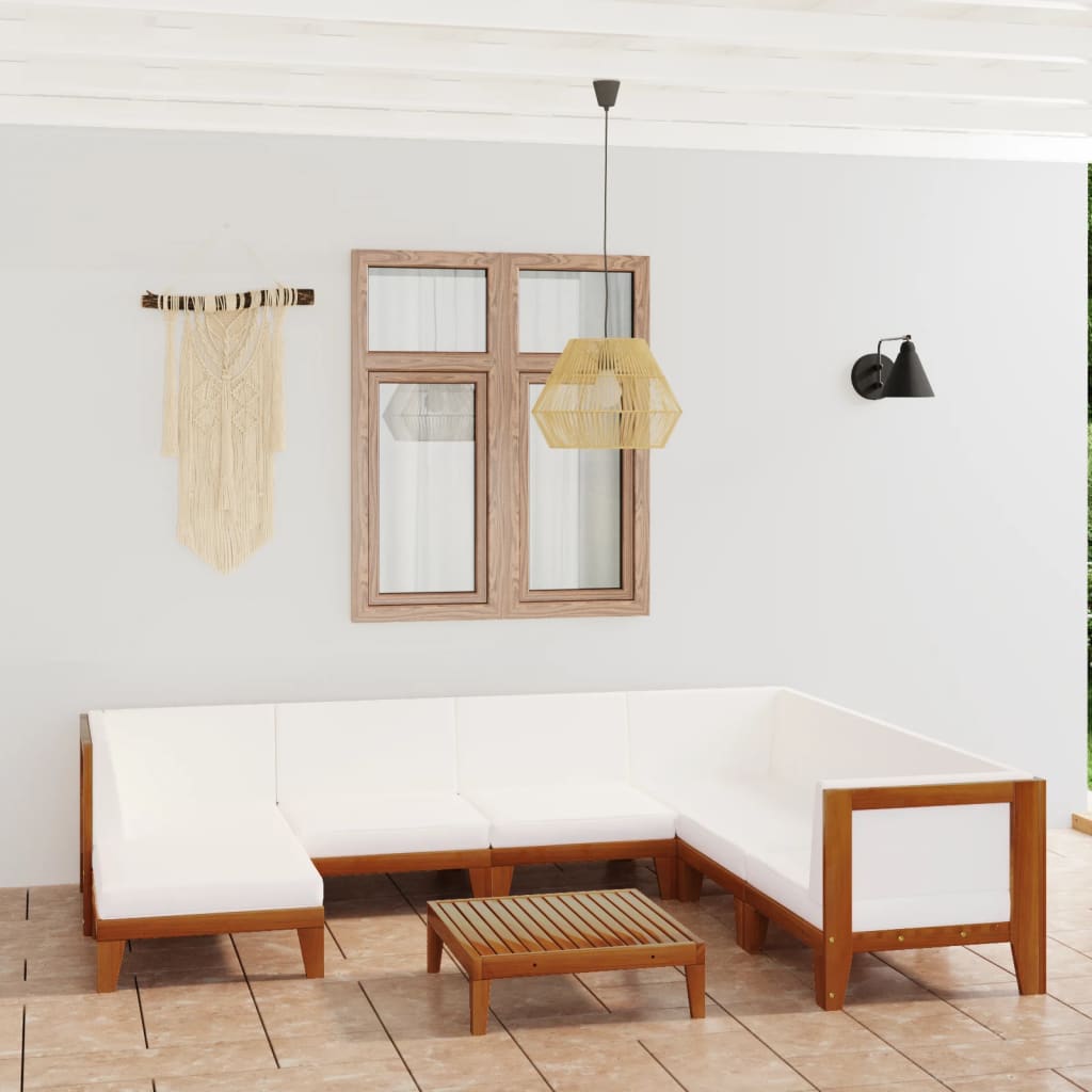 7-Tlg. Garten-Lounge-Set Mit Kissen Massivholz Akazie