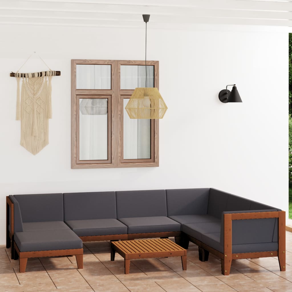 7-Tlg. Garten-Lounge-Set Mit Kissen Massivholz Akazie