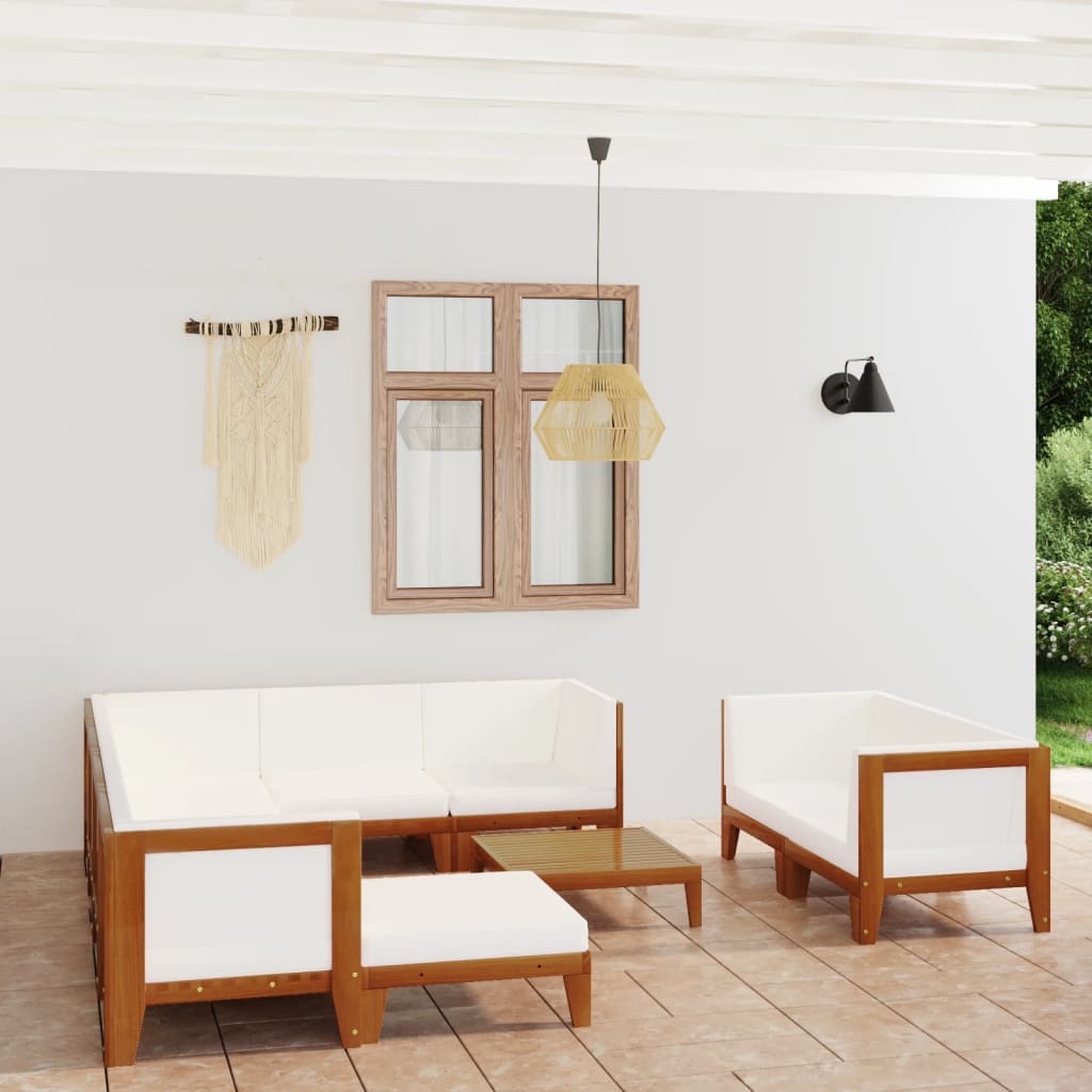 7-Tlg. Garten-Lounge-Set Mit Kissen Massivholz Akazie