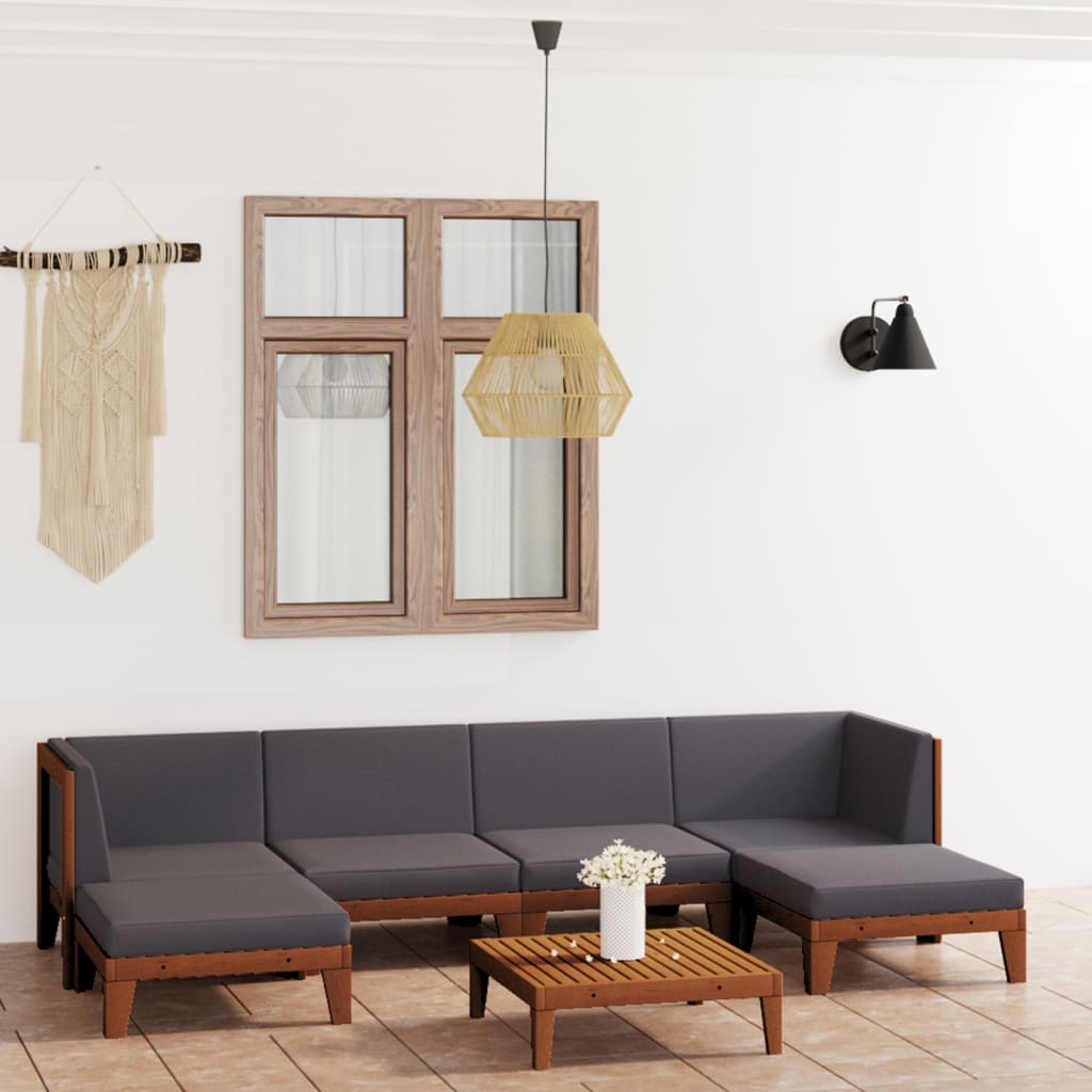 7-Tlg. Garten-Lounge-Set Mit Kissen Massivholz Akazie