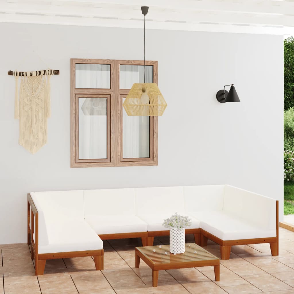 7-Tlg. Garten-Lounge-Set Mit Kissen Massivholz Akazie