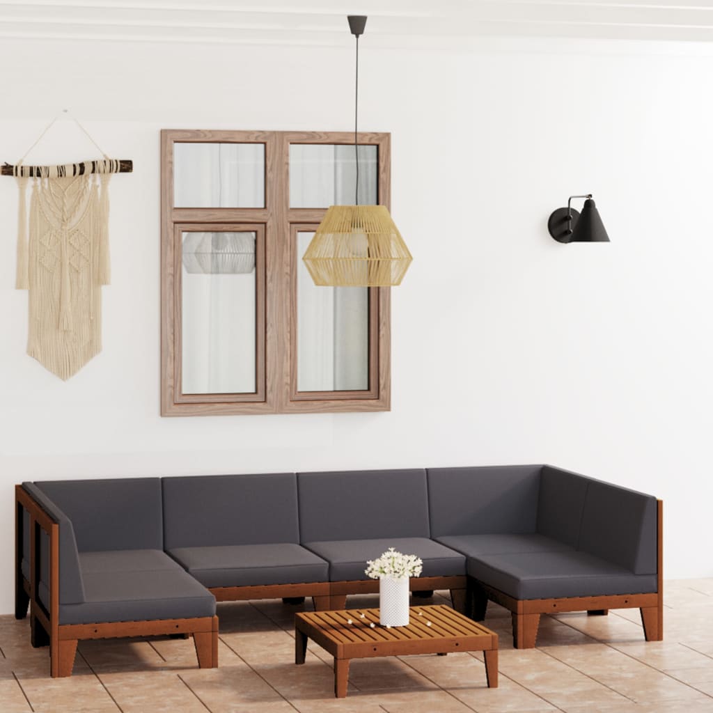 7-Tlg. Garten-Lounge-Set Mit Kissen Massivholz Akazie