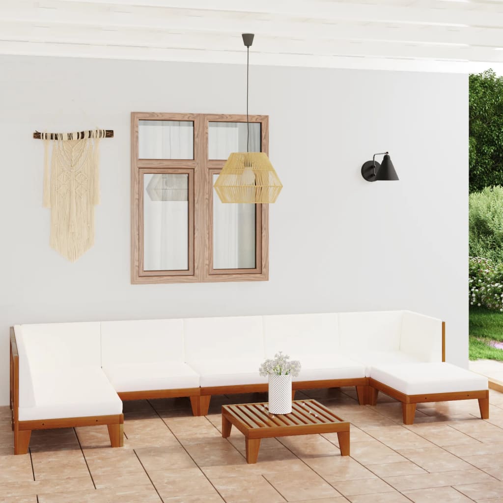 7-Tlg. Garten-Lounge-Set Mit Kissen Massivholz Akazie