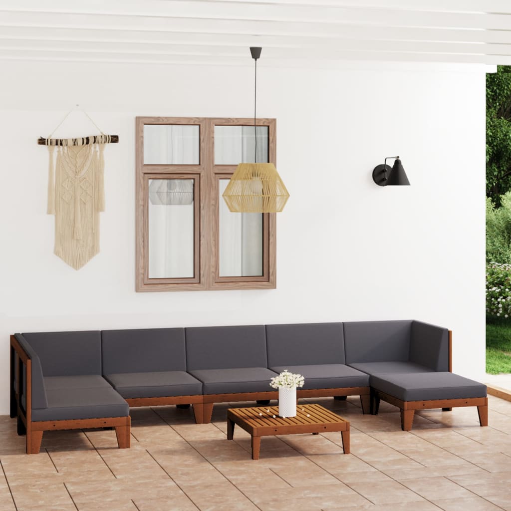7-Tlg. Garten-Lounge-Set Mit Kissen Massivholz Akazie