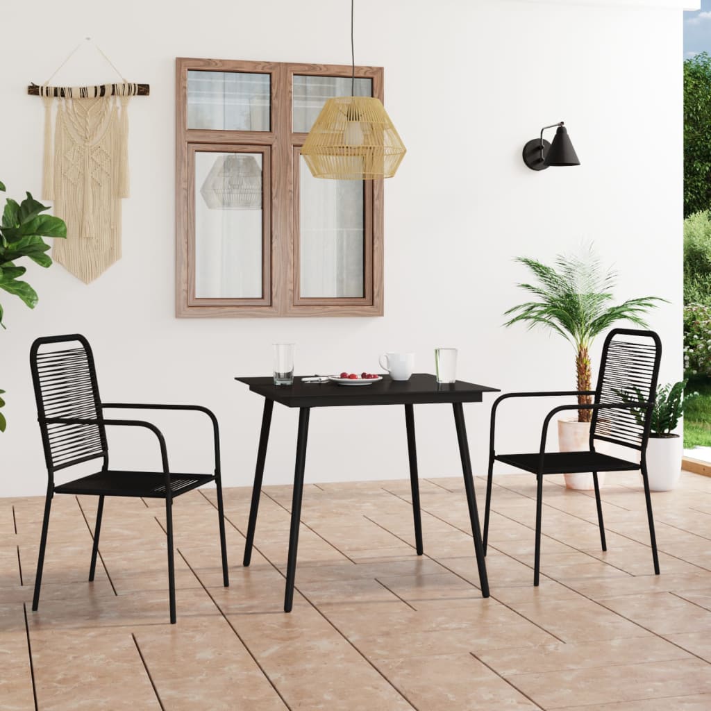 5-Tlg. Garten-Essgruppe Baumwollseil Und Stahl Schwarz