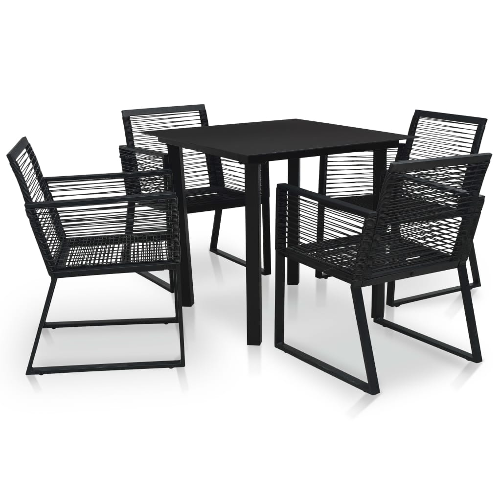 5-Tlg. Garten-Essgruppe Pvc Rattan Schwarz