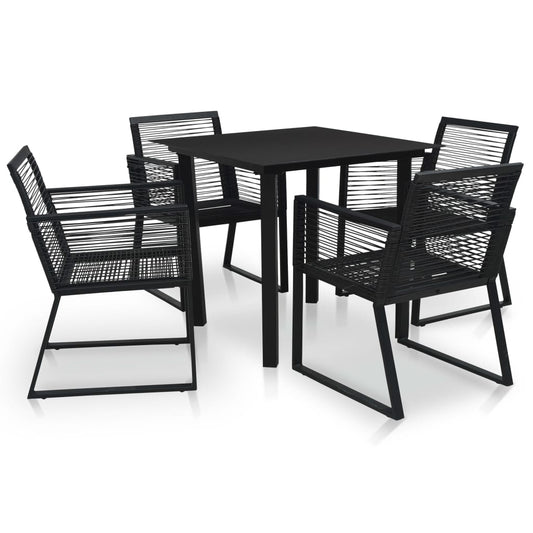 5-Tlg. Garten-Essgruppe Pvc Rattan Schwarz