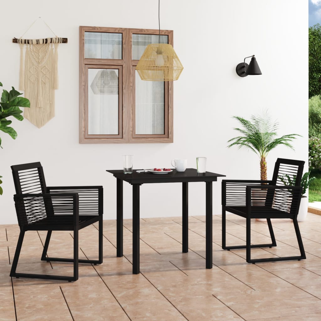 5-Tlg. Garten-Essgruppe Pvc Rattan Schwarz