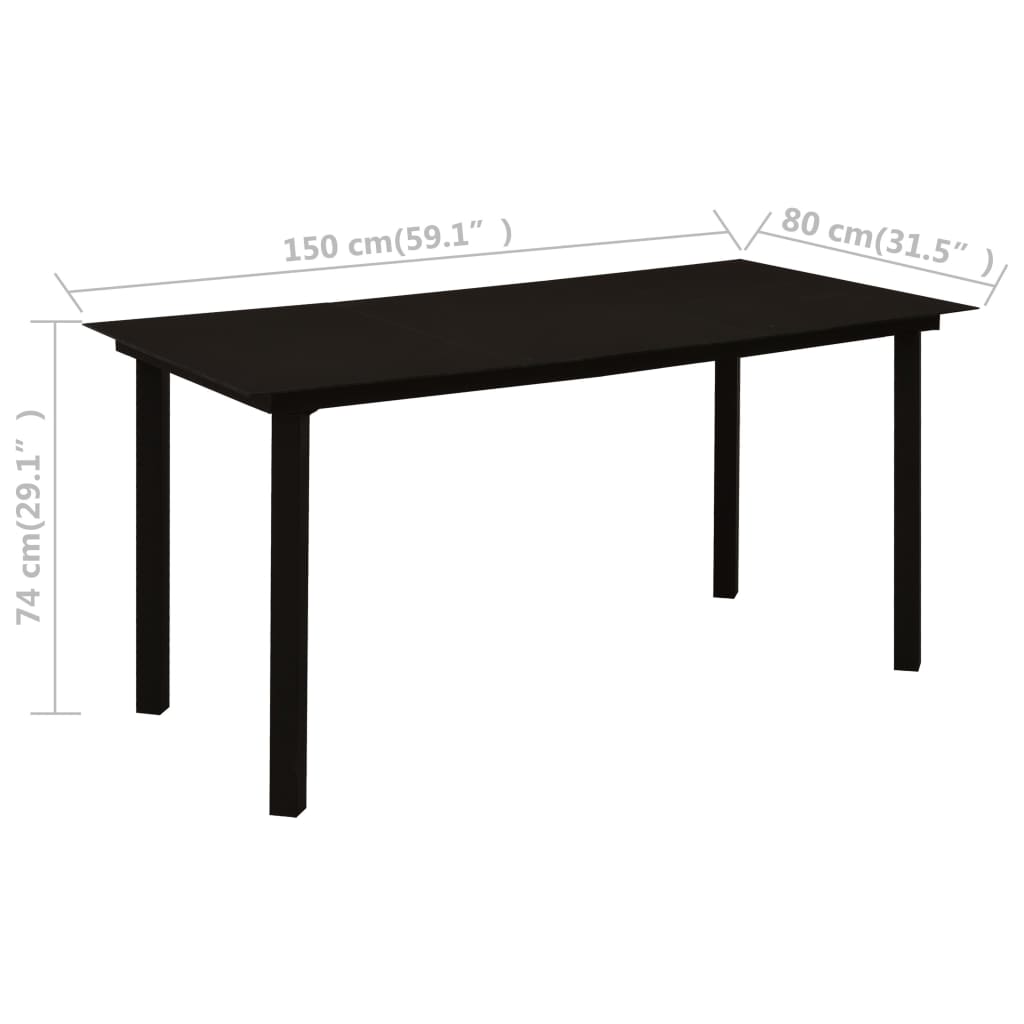 7-Tlg. Garten-Essgruppe Pvc Rattan Schwarz