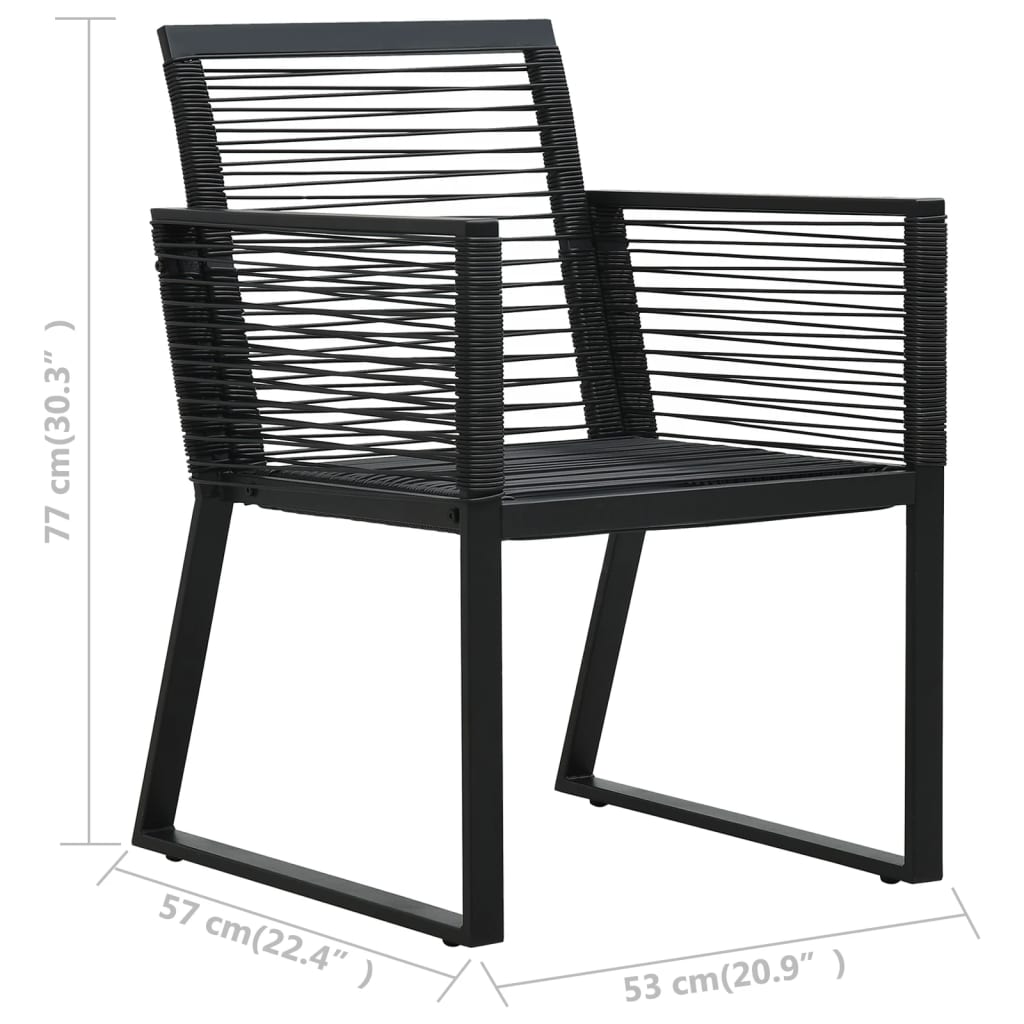7-Tlg. Garten-Essgruppe Pvc Rattan Schwarz