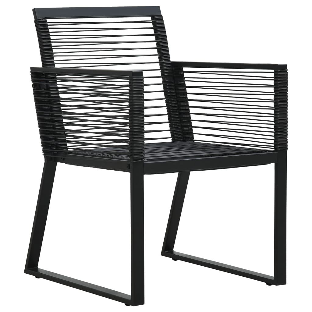 7-Tlg. Garten-Essgruppe Pvc Rattan Schwarz