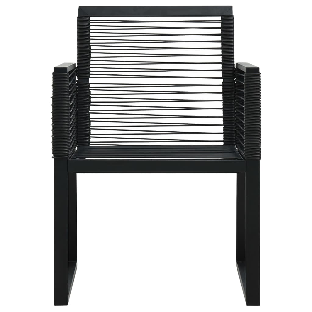7-Tlg. Garten-Essgruppe Pvc Rattan Schwarz