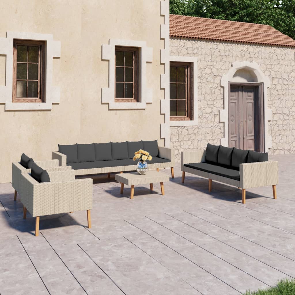 6-Tlg. Garten-Lounge-Set Mit Auflagen Poly Rattan