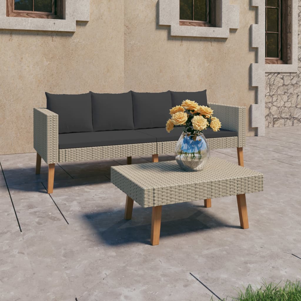 6-Tlg. Garten-Lounge-Set Mit Auflagen Poly Rattan