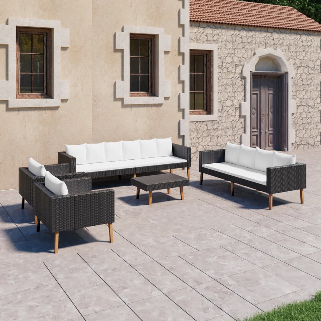 6-Tlg. Garten-Lounge-Set Mit Auflagen Poly Rattan