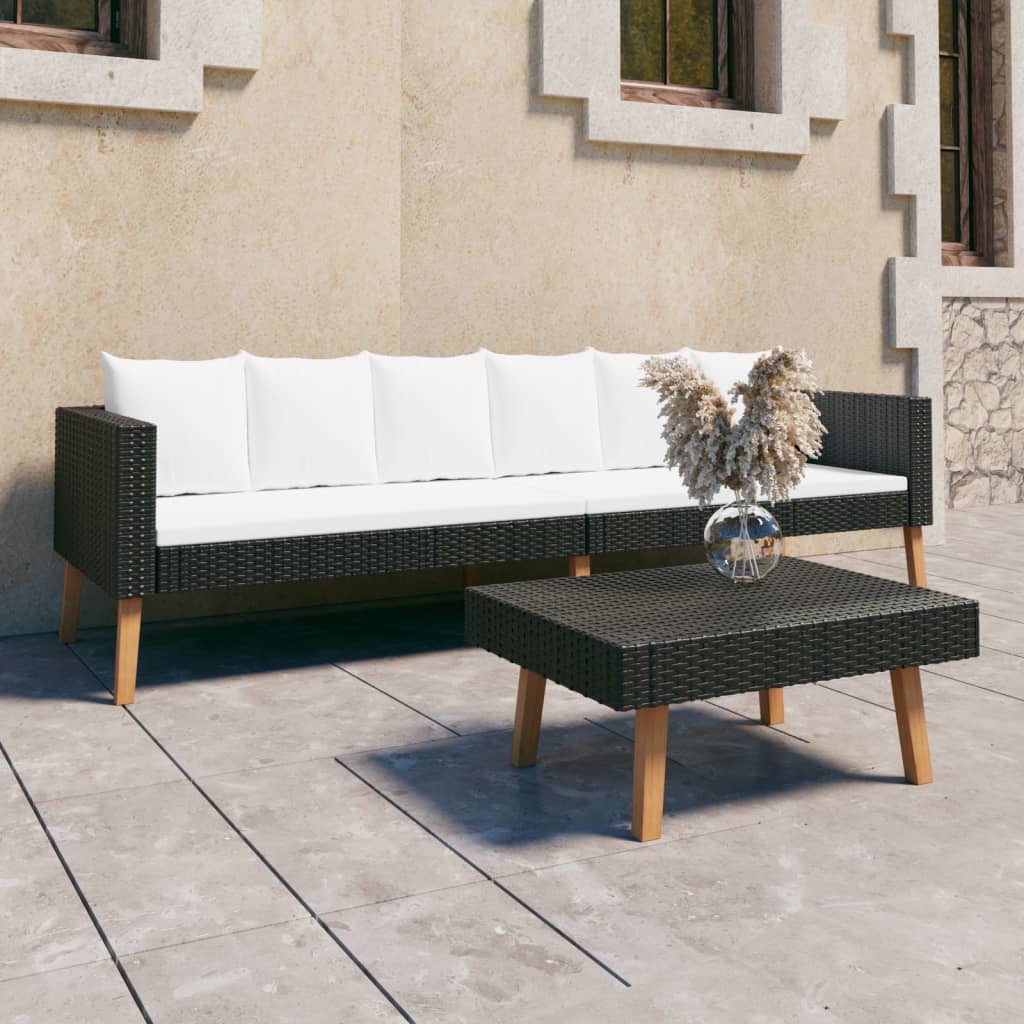 6-Tlg. Garten-Lounge-Set Mit Auflagen Poly Rattan