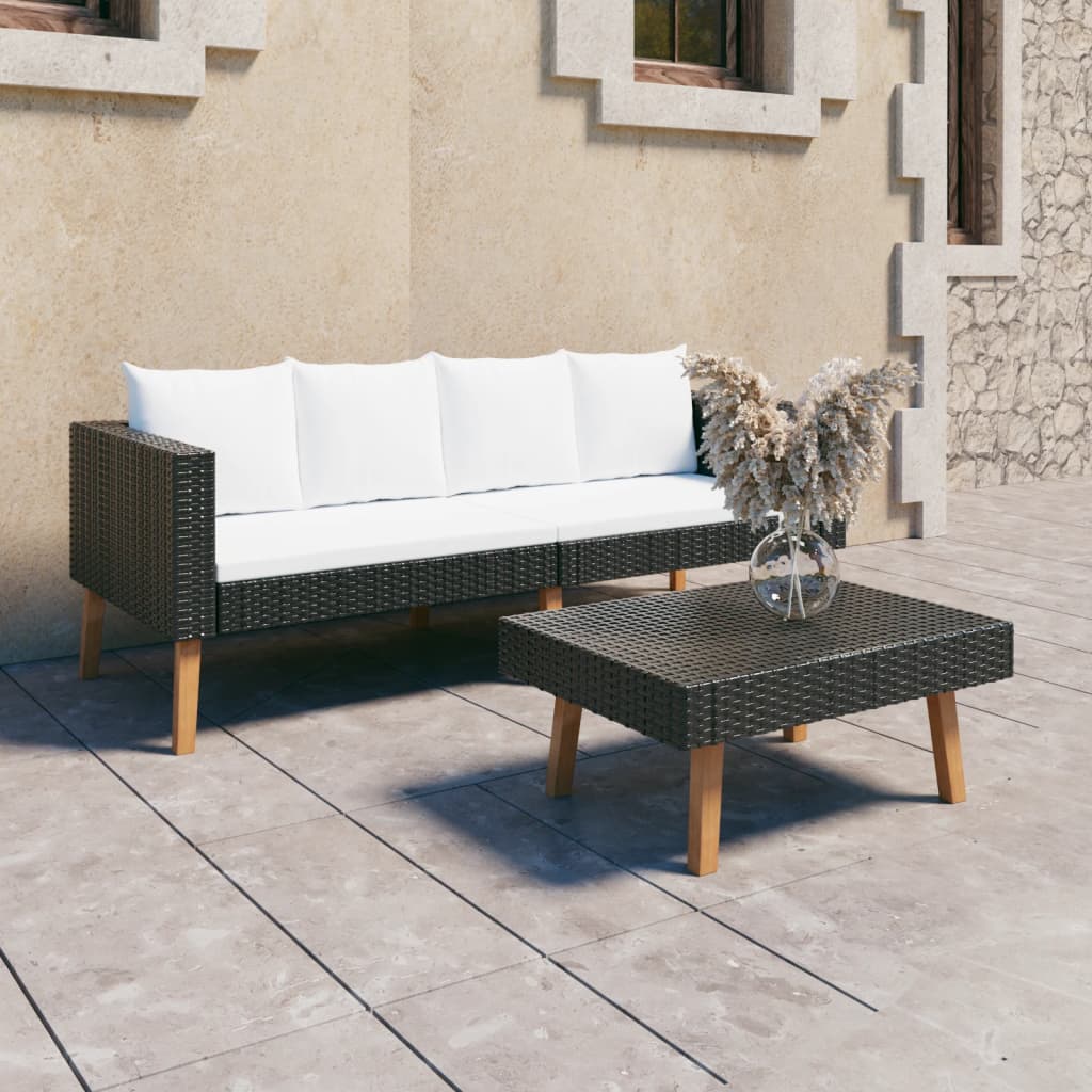 6-Tlg. Garten-Lounge-Set Mit Auflagen Poly Rattan
