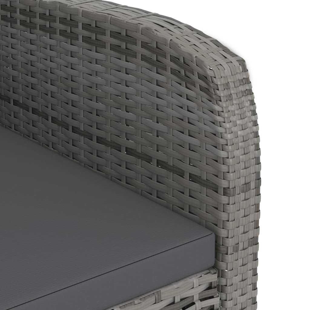 9-Tlg. Garten-Essgruppe Mit Kissen Poly Rattan Grau