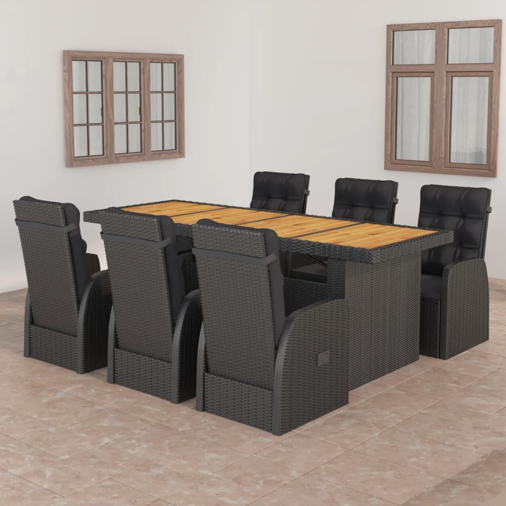 9-Tlg. Garten-Essgruppe Mit Kissen Poly Rattan Grau