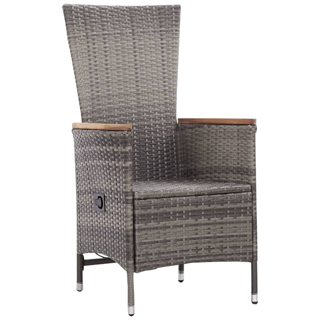 3-Tlg. Garten-Lounge-Set Mit Kissen Poly Rattan Grau