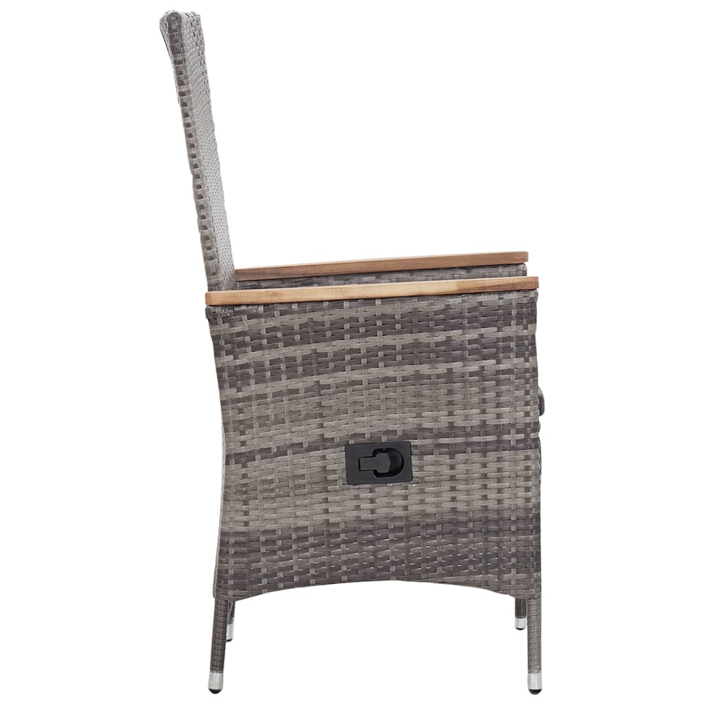 3-Tlg. Garten-Lounge-Set Mit Kissen Poly Rattan Grau