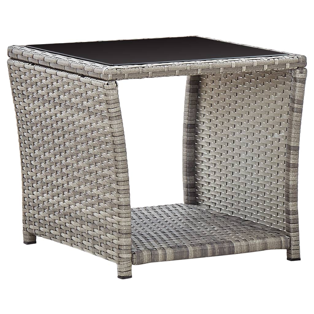 3-Tlg. Garten-Lounge-Set Mit Kissen Poly Rattan Grau