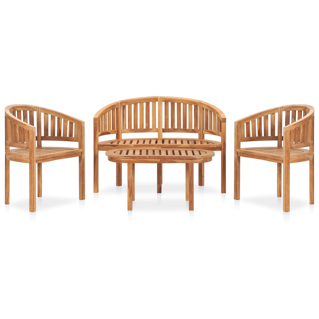 4-Tlg. Garten-Lounge-Set Massivholz Teak