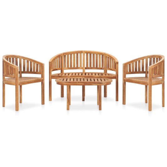 4-Tlg. Garten-Lounge-Set Massivholz Teak
