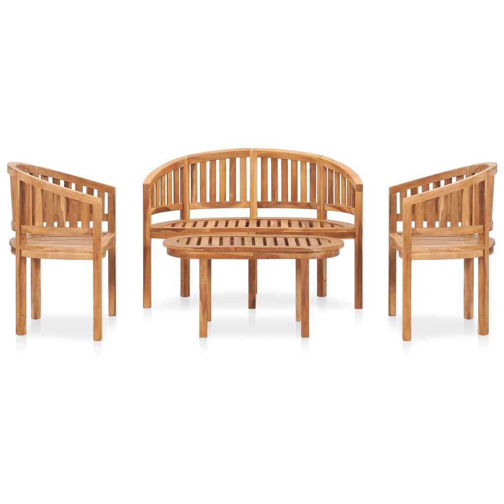 4-Tlg. Garten-Lounge-Set Massivholz Teak