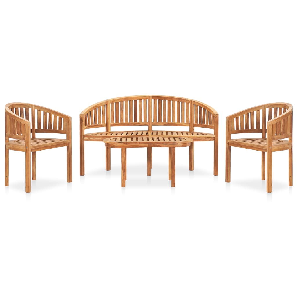 4-Tlg. Garten-Lounge-Set Massivholz Teak