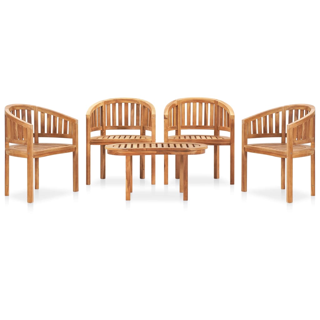 4-Tlg. Garten-Lounge-Set Massivholz Teak