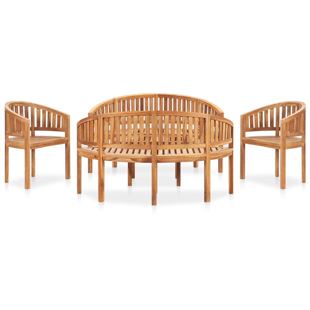 4-Tlg. Garten-Lounge-Set Massivholz Teak